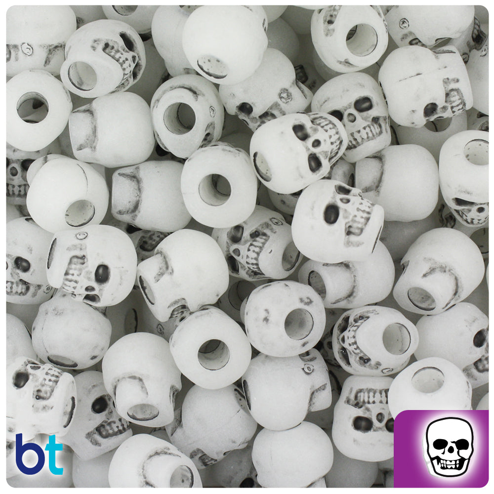 Night Glow Antique 11mm Skull Pony Beads (150pcs)