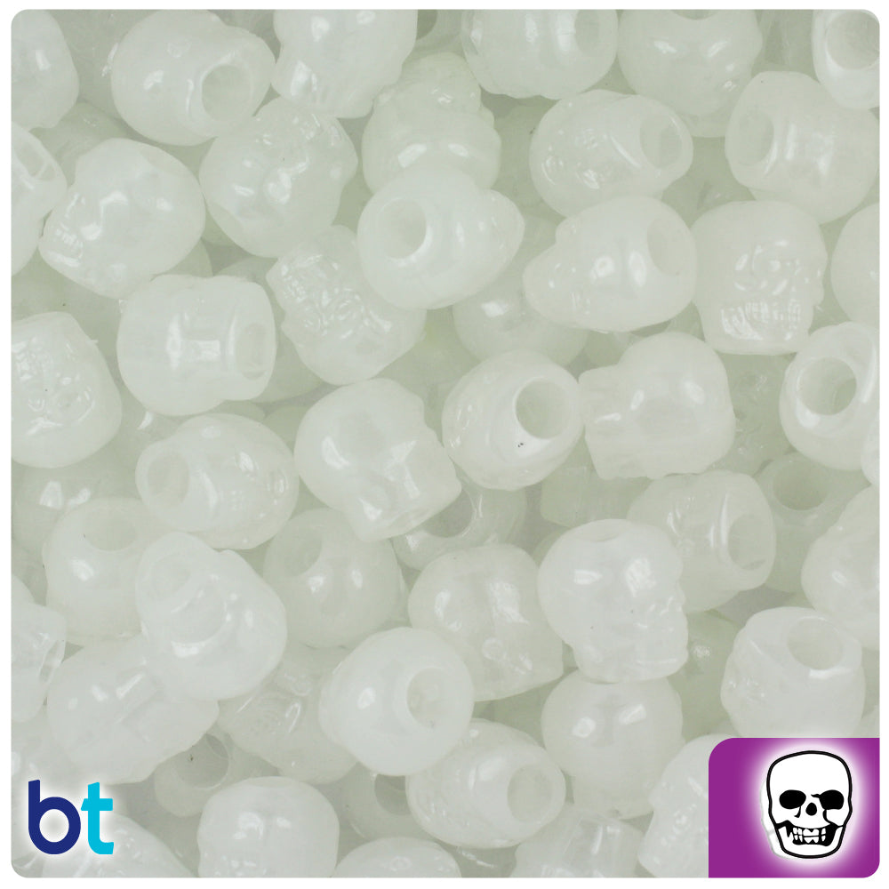 Wholesale Case 11mm Skull Pony Beads - Glow