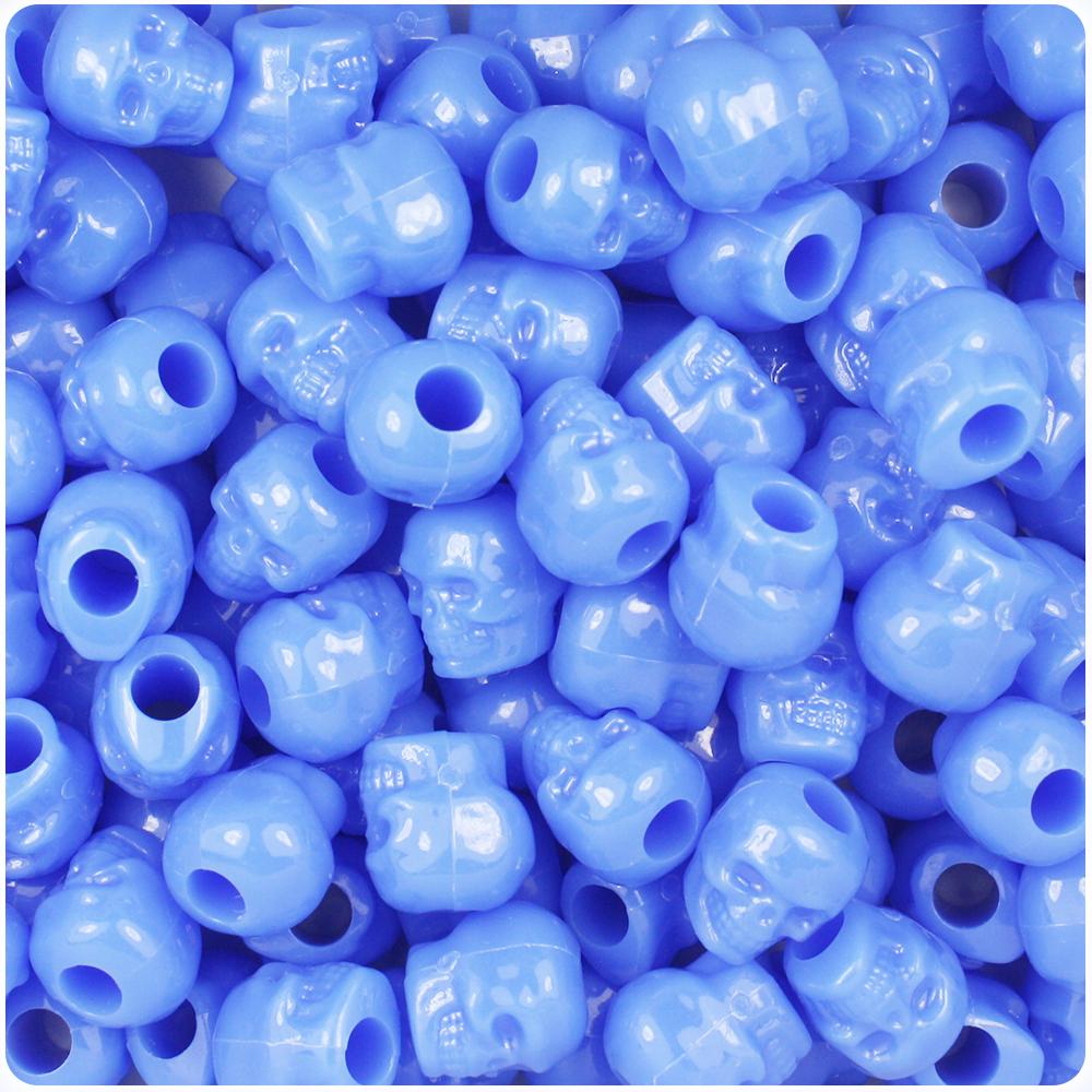 Periwinkle Opaque 11mm Skull Pony Beads (30pcs)