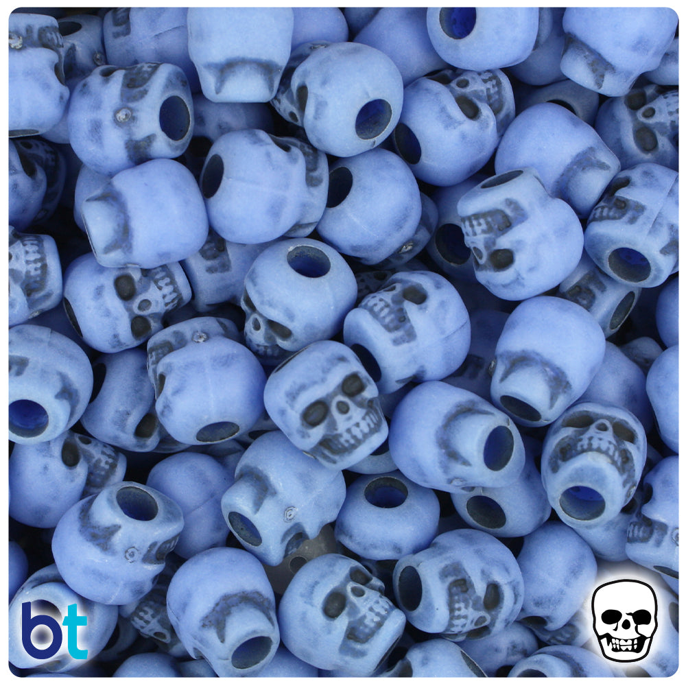 Periwinkle Antique 11mm Skull Pony Beads (150pcs)