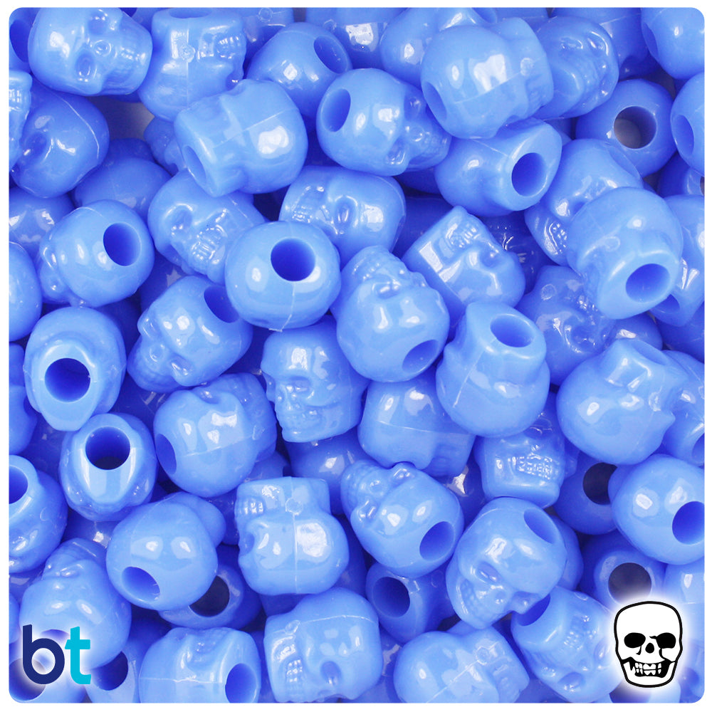 Periwinkle Opaque 11mm Skull Pony Beads (150pcs)