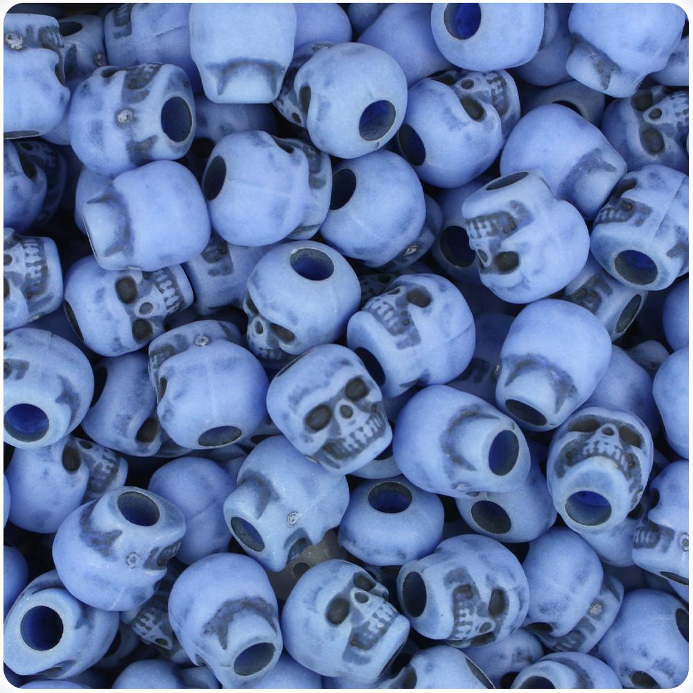 Periwinkle Antique 11mm Skull Pony Beads (30pcs)