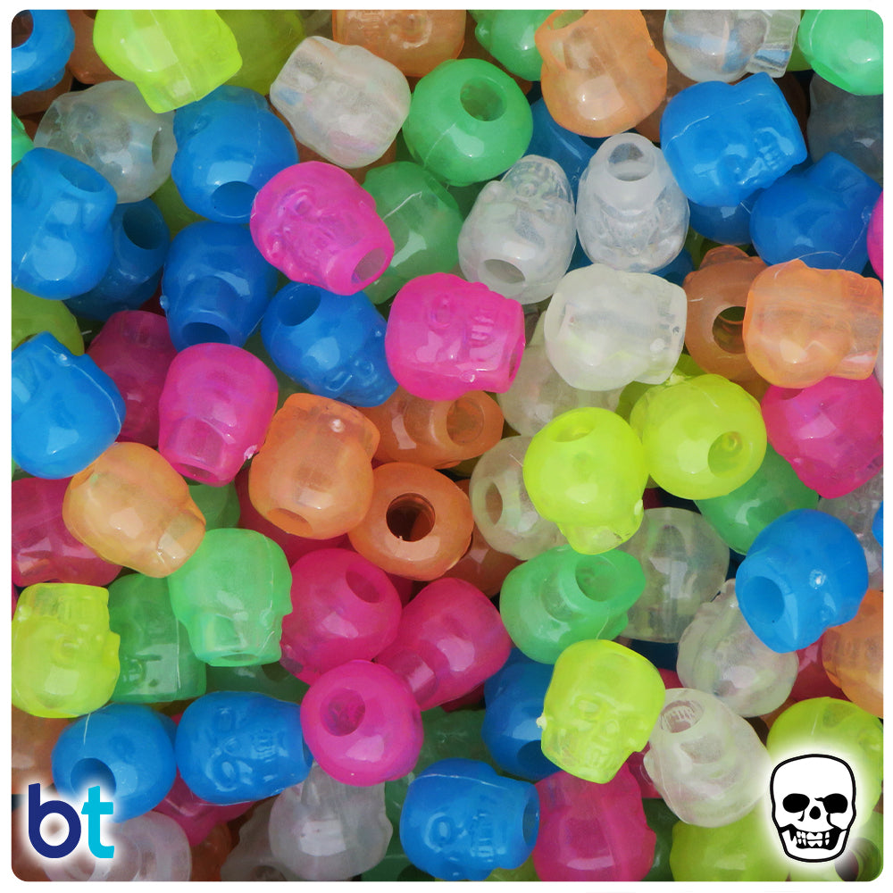 Wholesale Case 11mm Skull Pony Beads - Glow