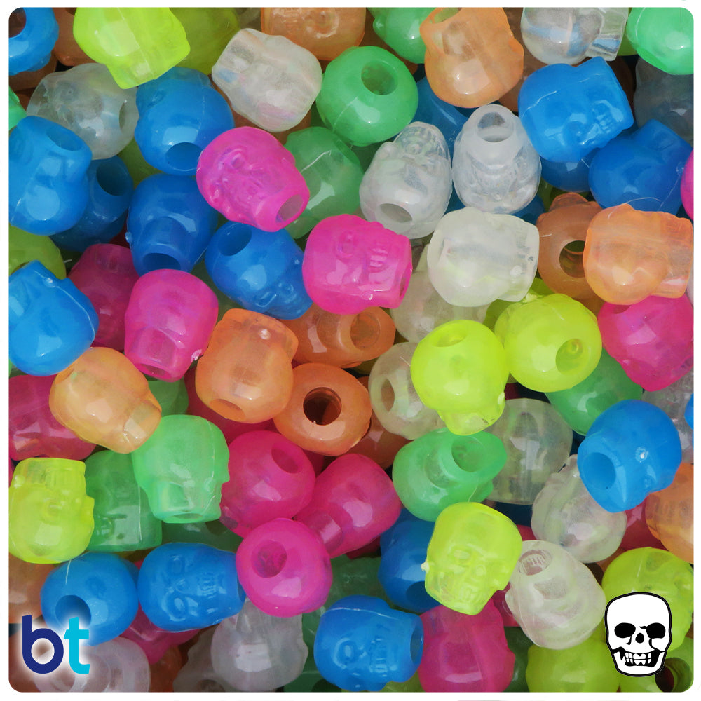 Glow Mix 11mm Skull Pony Beads (30pcs)