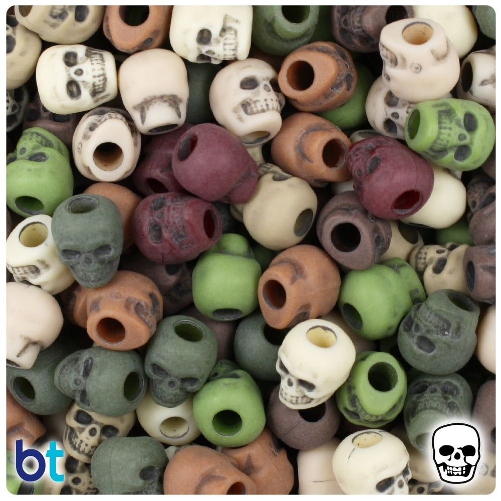 Camouflage Mix Antique 11mm Skull Pony Beads (150pcs)