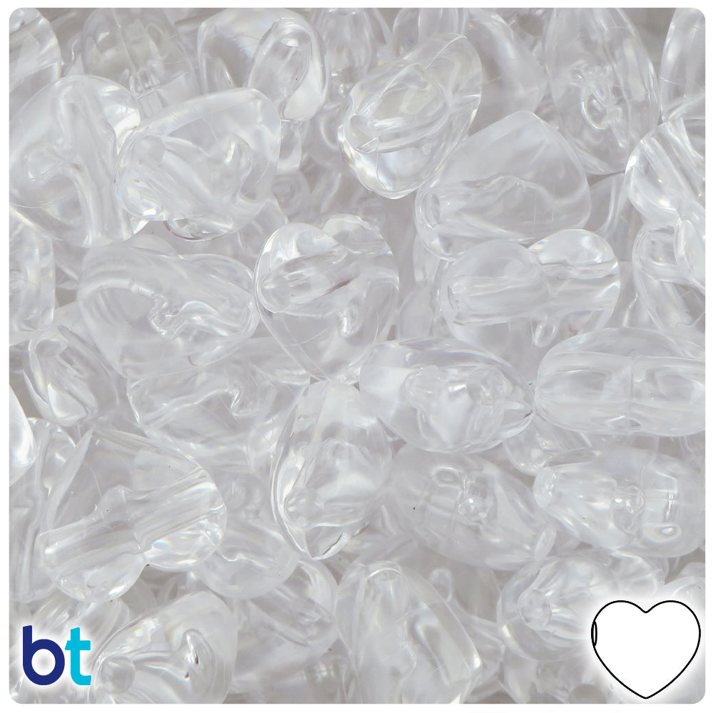 Crystal Transparent 18mm Heart Pony Beads (24pcs)