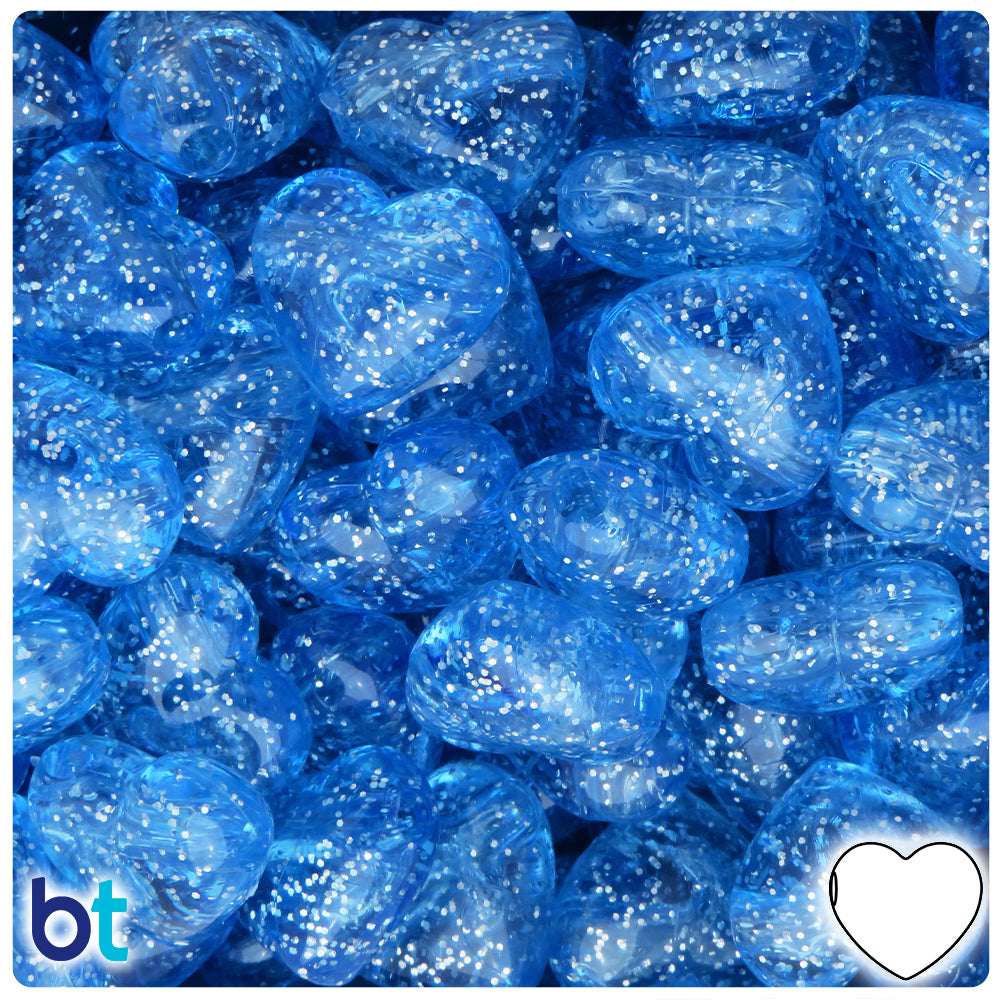 Light Sapphire Sparkle 18mm Heart Pony Beads (24pcs)