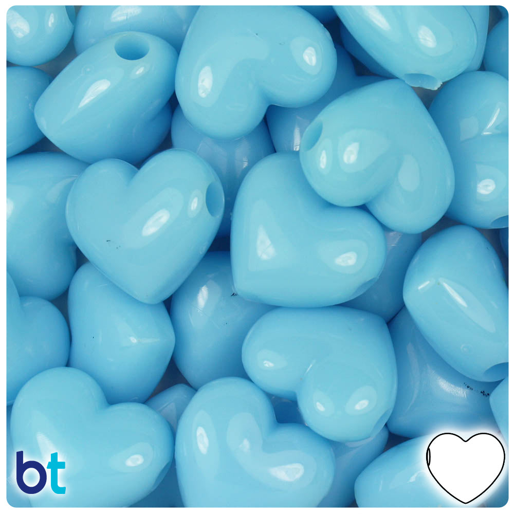 Baby Blue Opaque 18mm Heart Pony Beads (24pcs)