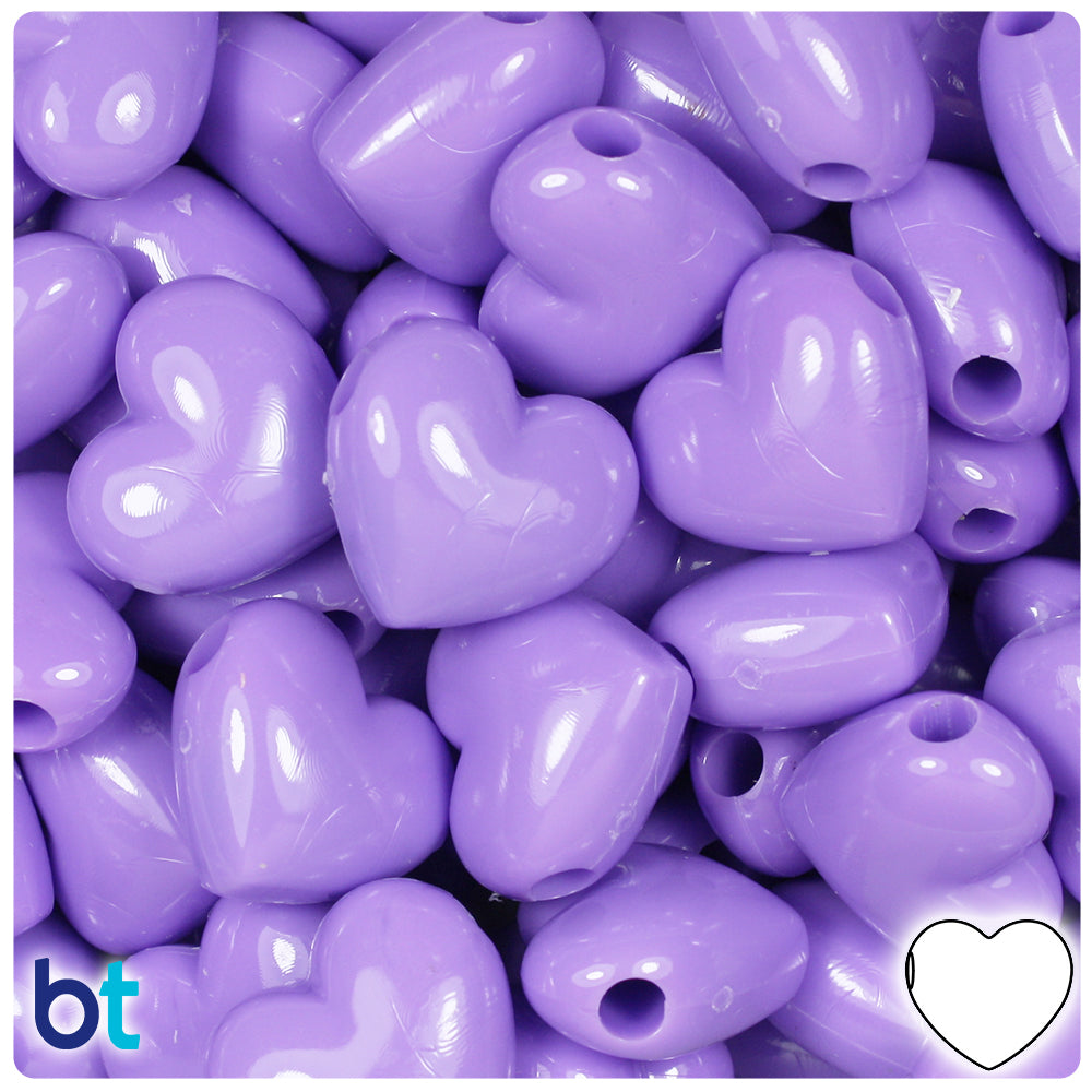 Lilac Opaque 18mm Heart Pony Beads (24pcs)