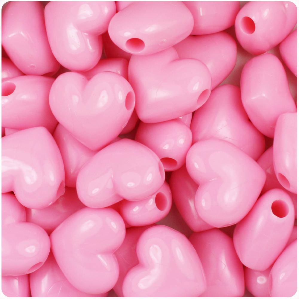 Baby Pink Opaque 18mm Heart Pony Beads (8pcs)