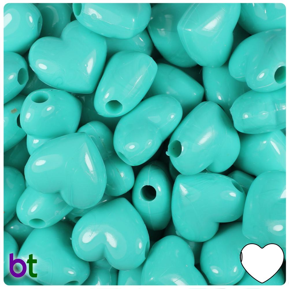 Light Turquoise Opaque 18mm Heart Pony Beads (8pcs)