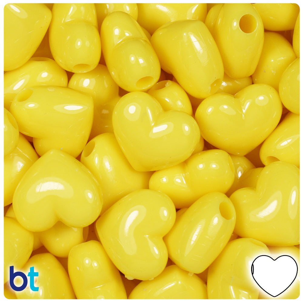 Yellow Opaque 18mm Heart Pony Beads (24pcs)