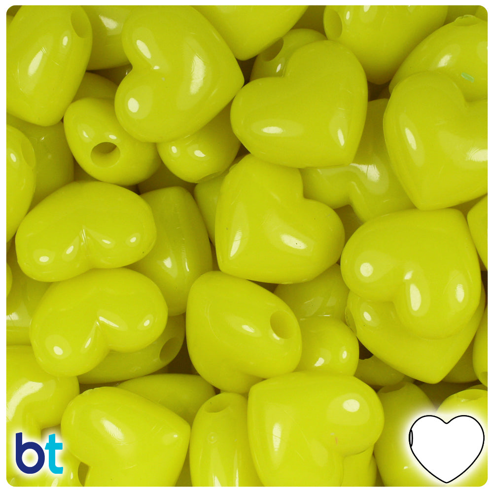 Lemon Neon Bright 18mm Heart Pony Beads (24pcs)