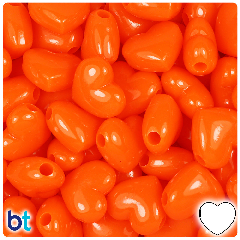 Tangelo Neon Bright 18mm Heart Pony Beads (24pcs)