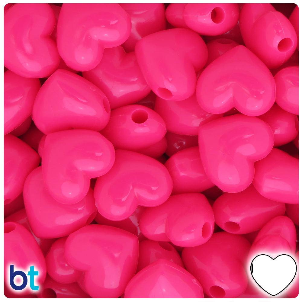 Magenta Neon Bright 18mm Heart Pony Beads (24pcs)