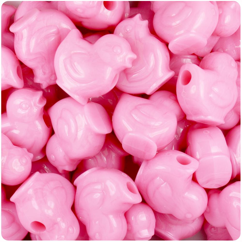 Baby Pink Opaque 20mm Chick Pony Beads (8pcs)