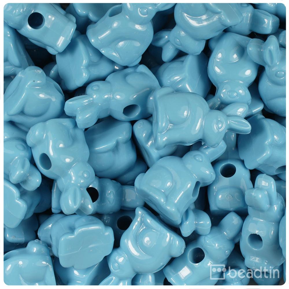 Baby Blue Opaque 24mm Bunny Rabbit Pony Beads (8pcs)