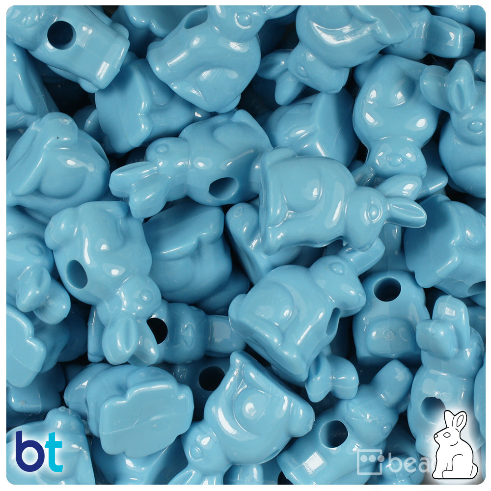 Baby Blue Opaque 24mm Bunny Rabbit Pony Beads (24pcs)