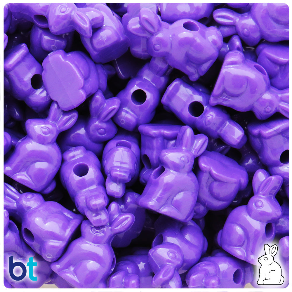Dark Lilac Opaque 24mm Bunny Rabbit Pony Beads (8pcs)