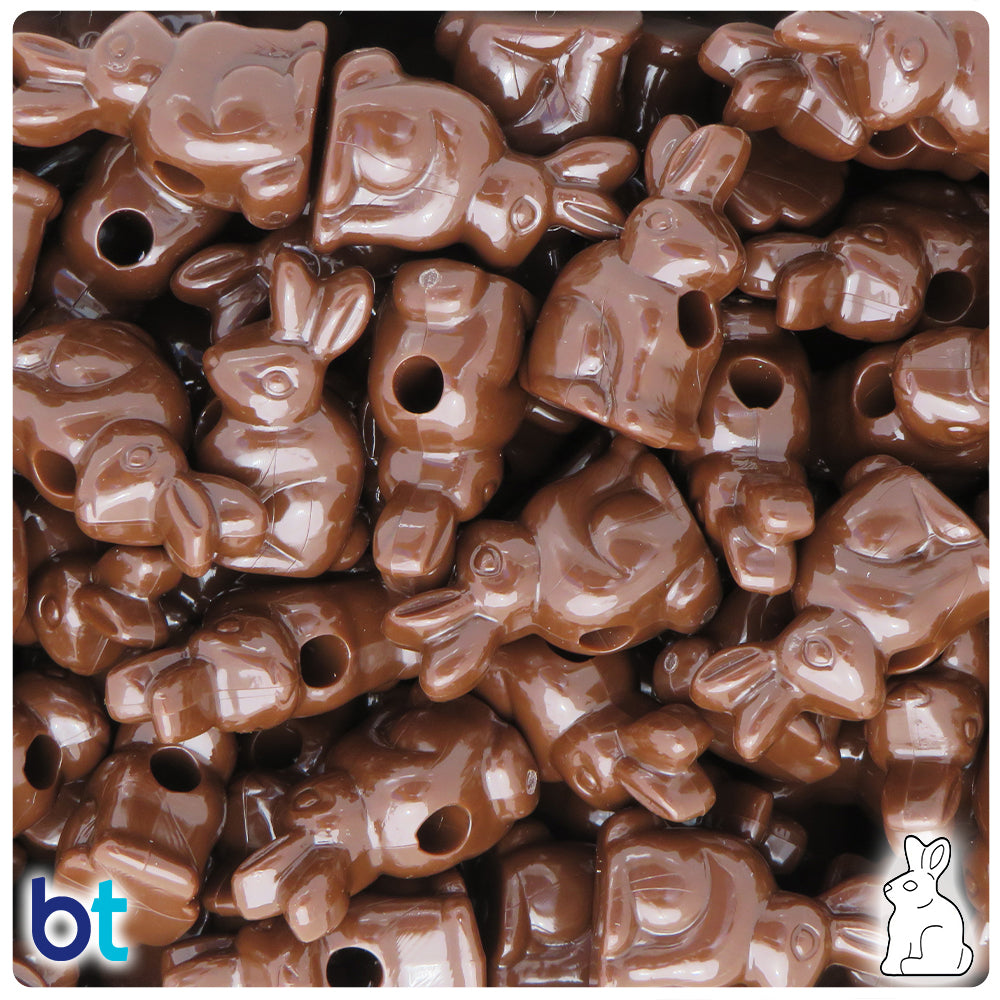 Chocolate Opaque 24mm Bunny Rabbit Pony Beads (24pcs)