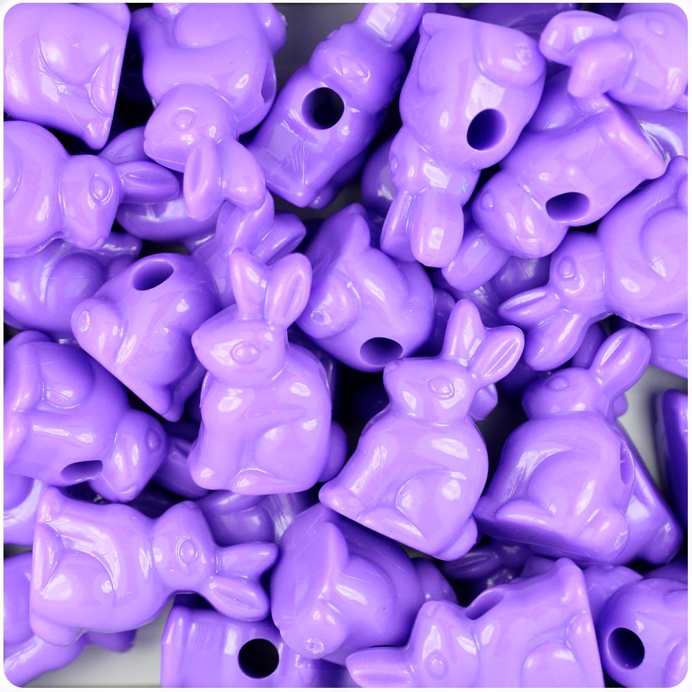 Lilac Opaque 24mm Bunny Rabbit Pony Beads (8pcs)