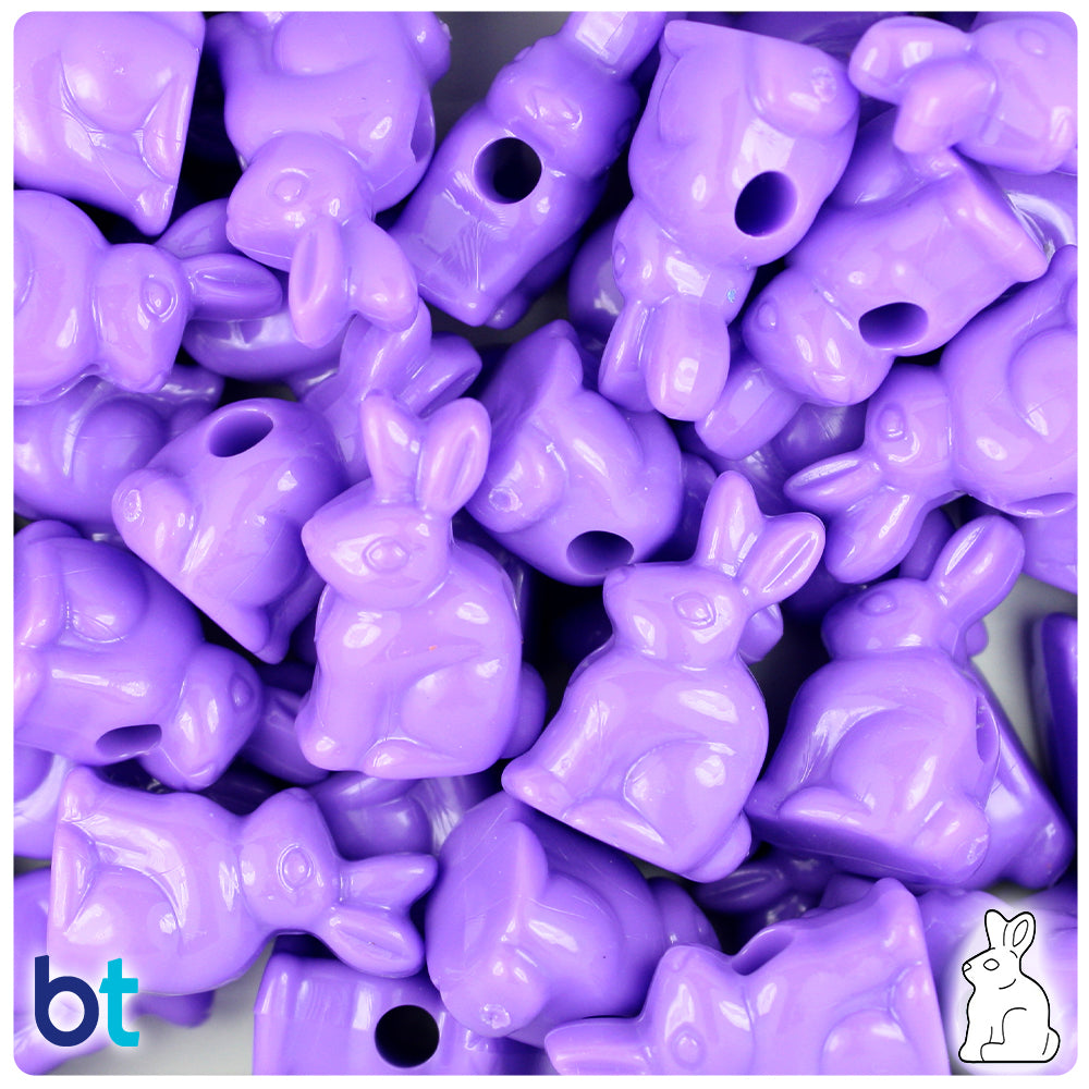 Lilac Opaque 24mm Bunny Rabbit Pony Beads (24pcs)