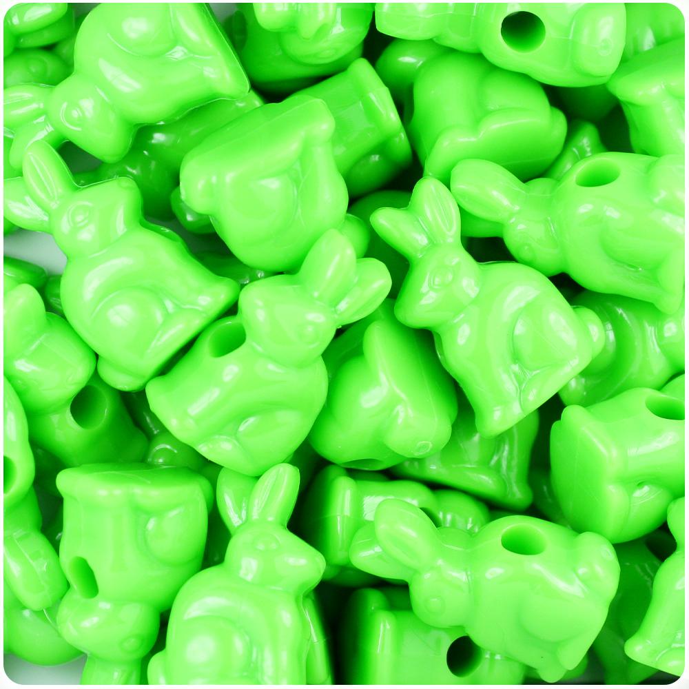 Lime Opaque 24mm Bunny Rabbit Pony Beads (8pcs)