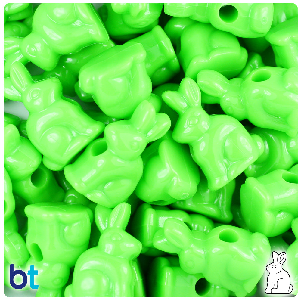 Lime Opaque 24mm Bunny Rabbit Pony Beads (24pcs)