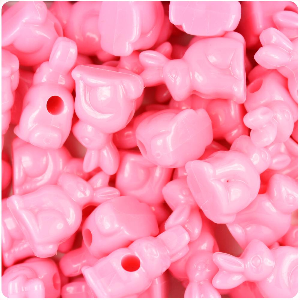 Baby Pink Opaque 24mm Bunny Rabbit Pony Beads (8pcs)