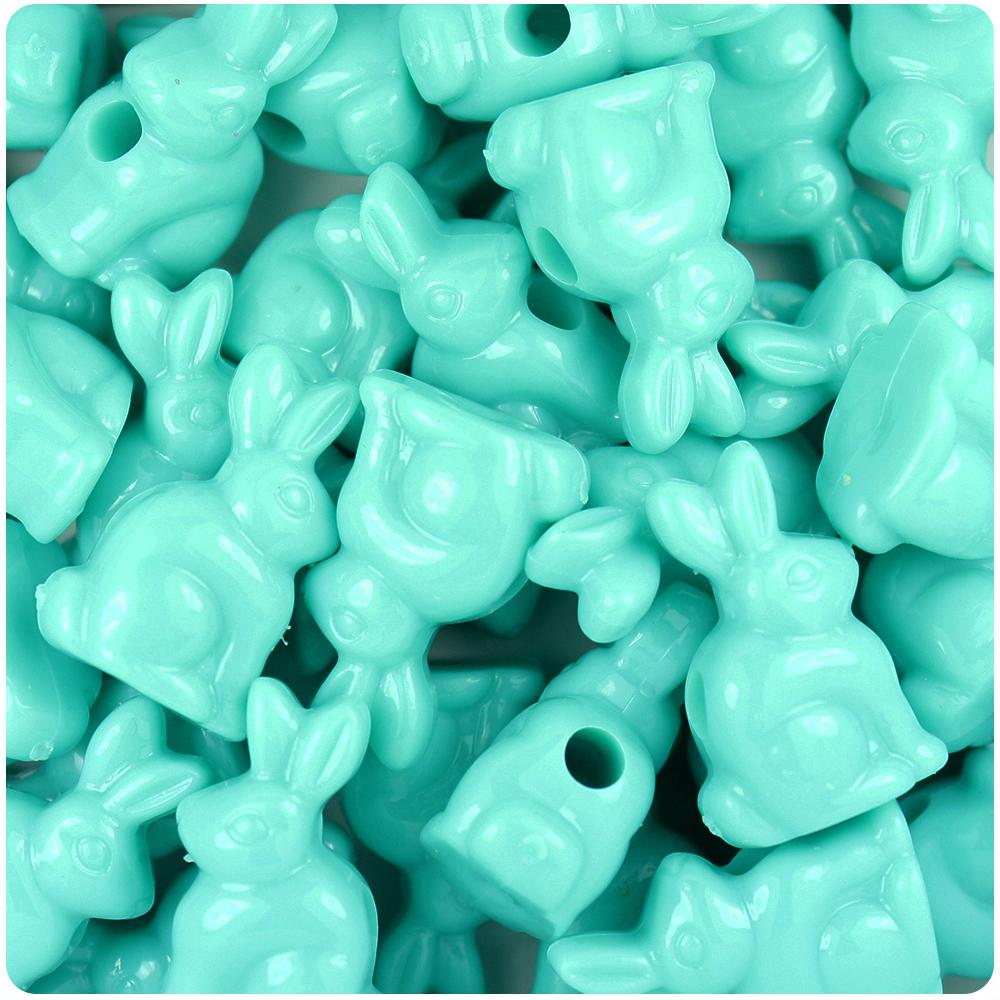 Light Turquoise Opaque 24mm Bunny Rabbit Pony Beads (8pcs)