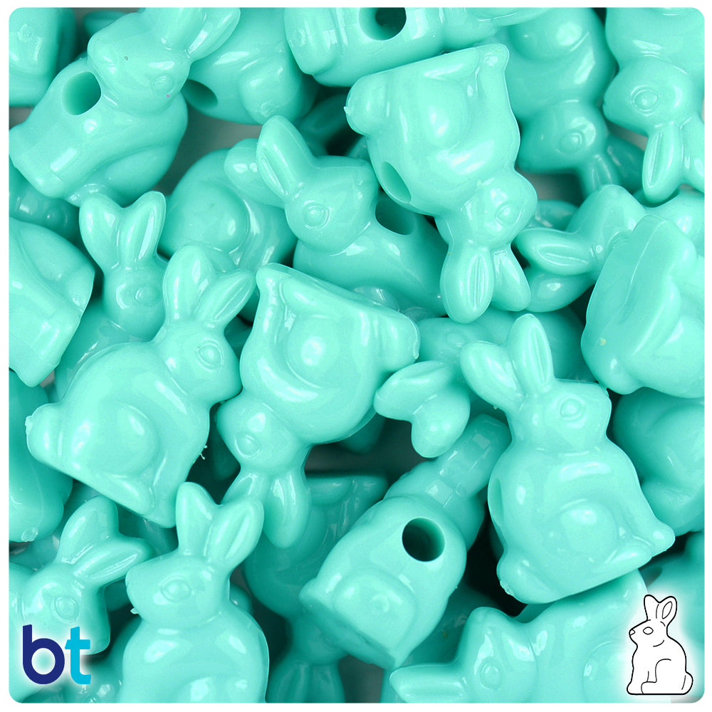 Light Turquoise Opaque 24mm Bunny Rabbit Pony Beads (24pcs)