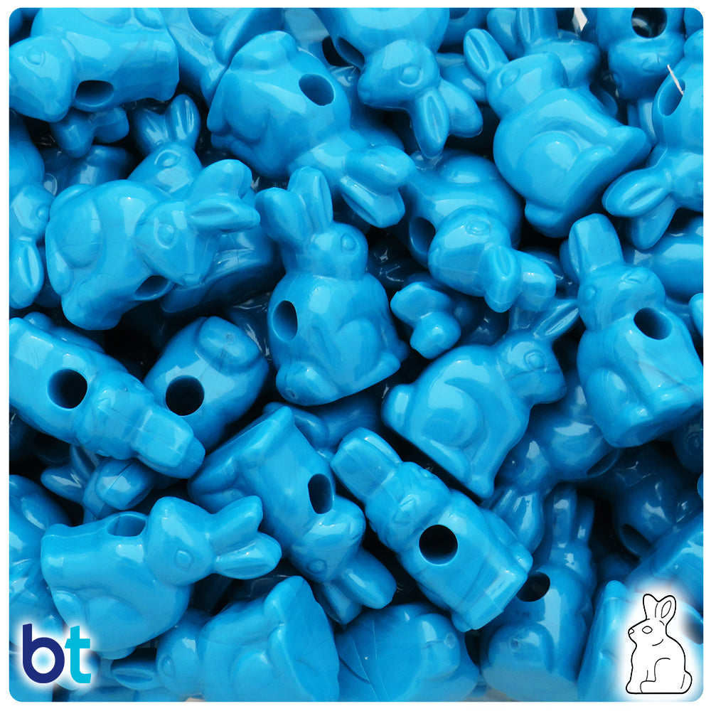 Dark Turquoise Opaque 24mm Bunny Rabbit Pony Beads (24pcs)