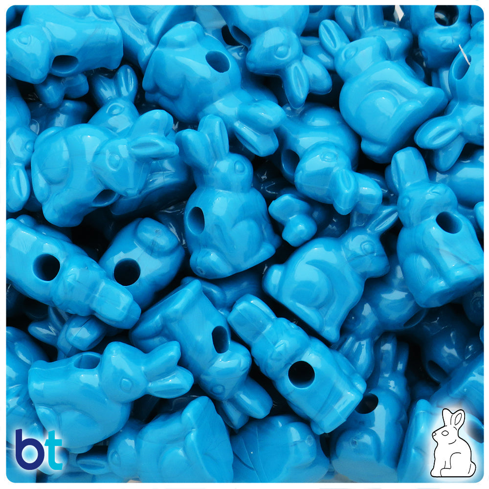 Dark Turquoise Opaque 24mm Bunny Rabbit Pony Beads (8pcs)