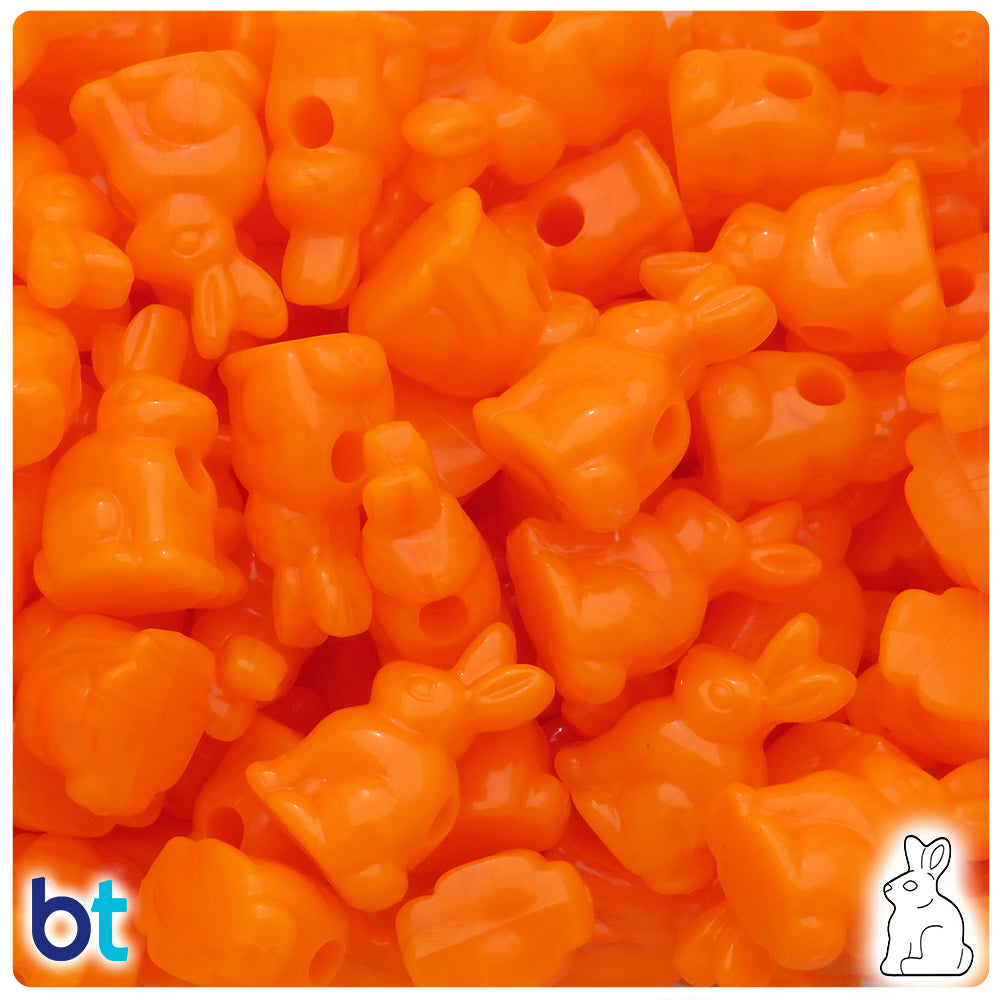 Orange Opaque 24mm Bunny Rabbit Pony Beads (24pcs)