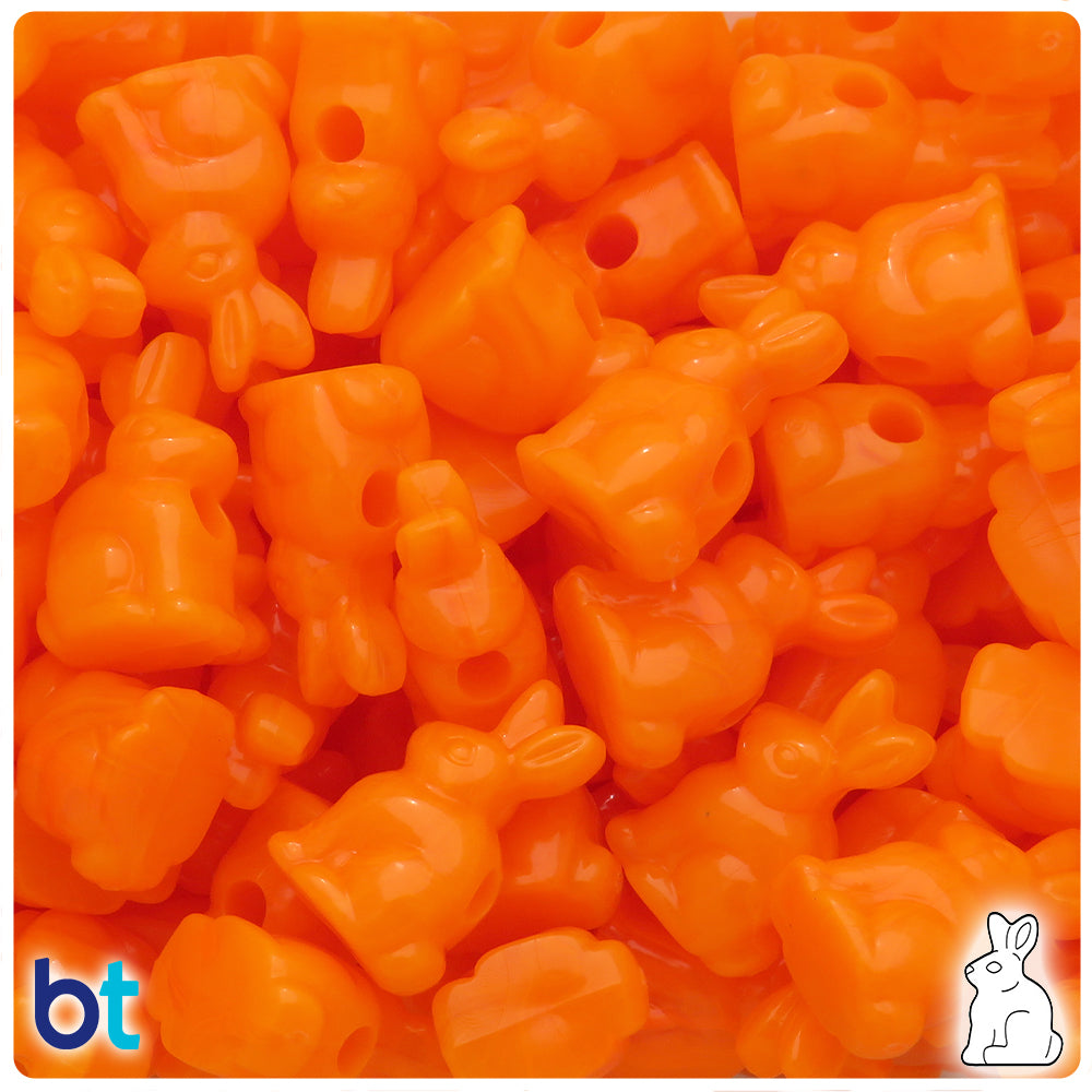 Orange Opaque 24mm Bunny Rabbit Pony Beads (8pcs)