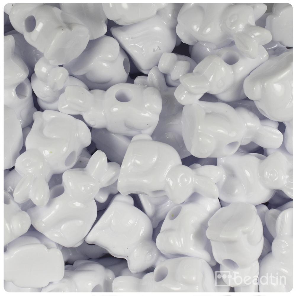 White Opaque 24mm Bunny Rabbit Pony Beads (8pcs)