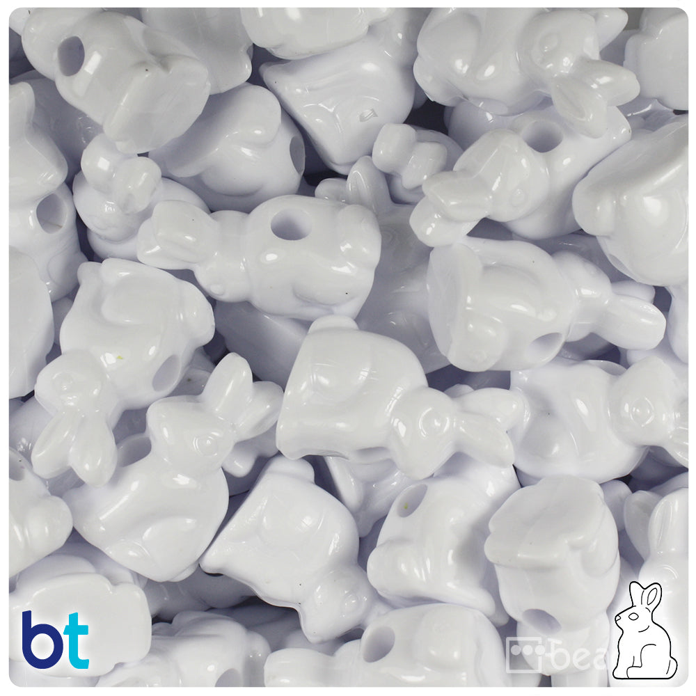 White Opaque 24mm Bunny Rabbit Pony Beads (24pcs)