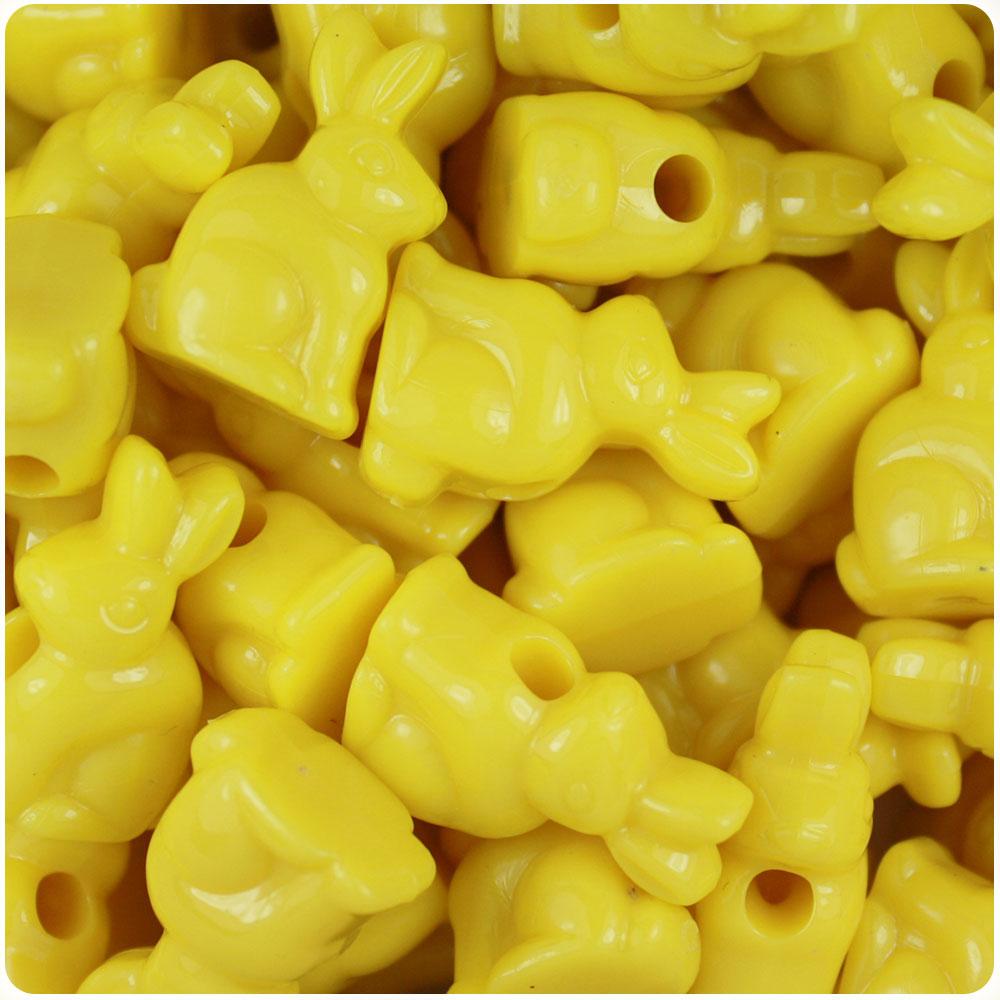 Yellow Opaque 24mm Bunny Rabbit Pony Beads (8pcs)