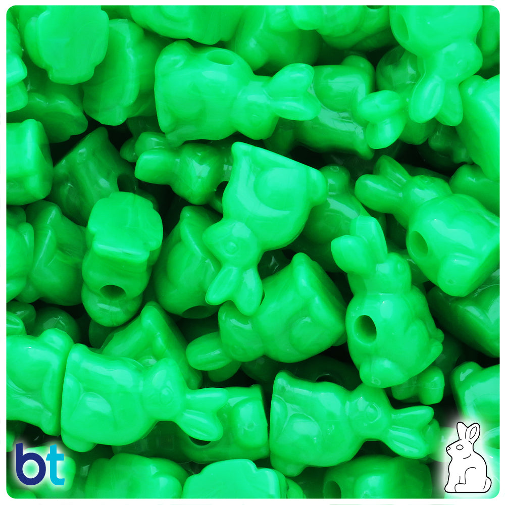 Grasshopper Neon Bright 24mm Bunny Rabbit Pony Beads (8pcs)