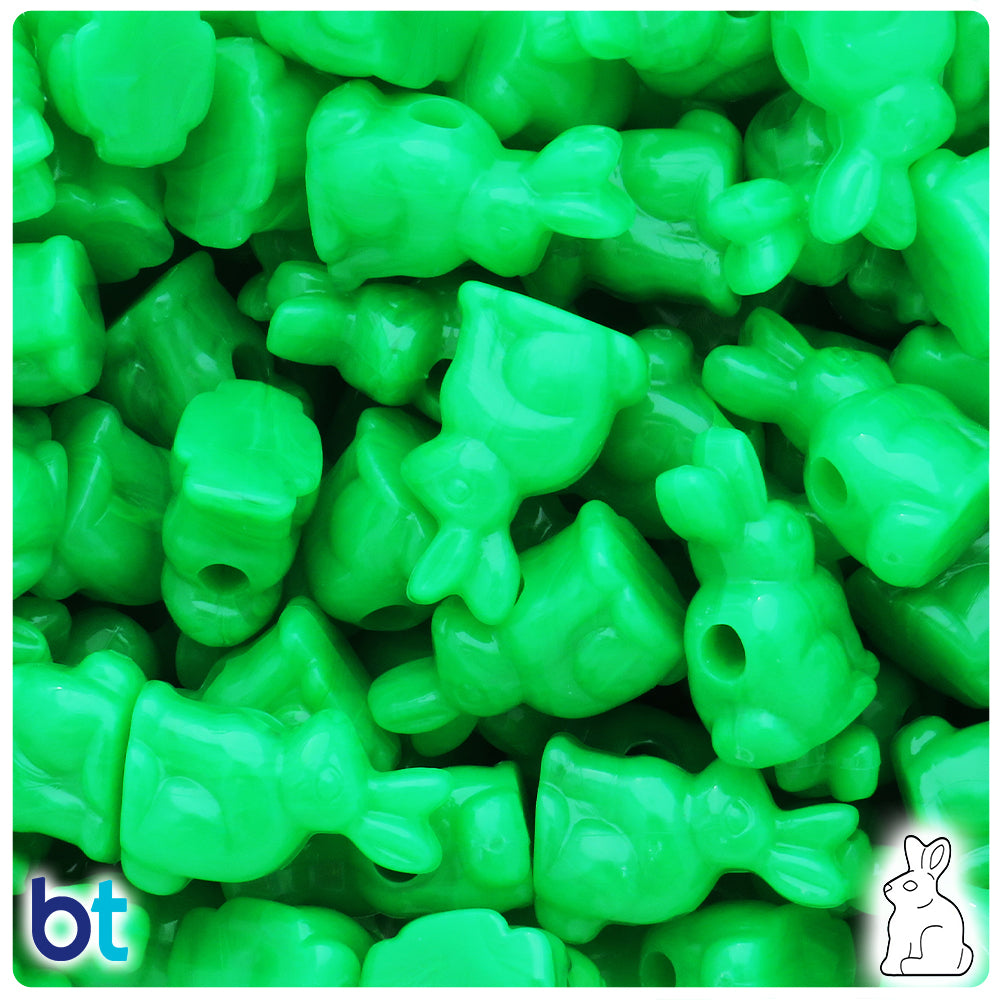 Grasshopper Neon Bright 24mm Bunny Rabbit Pony Beads (24pcs)