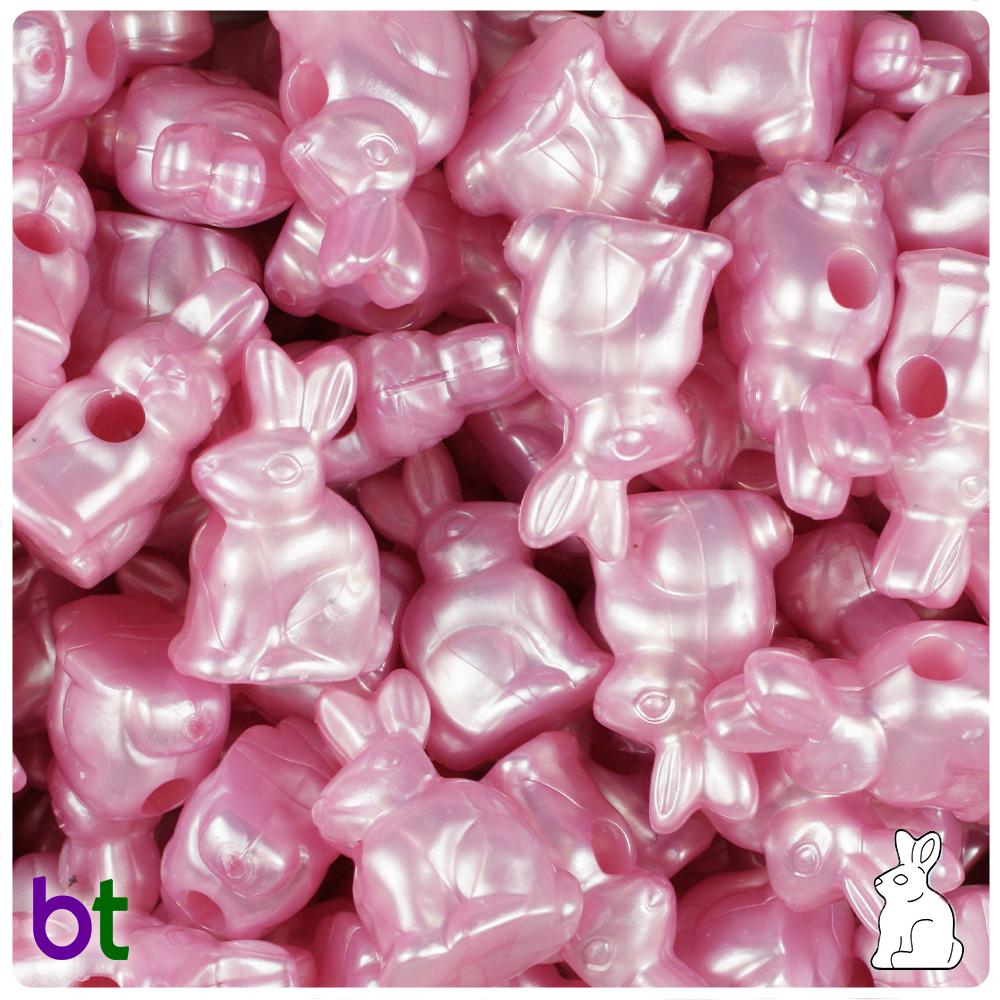 Light Pink Pearl 24mm Bunny Rabbit Pony Beads (8pcs)