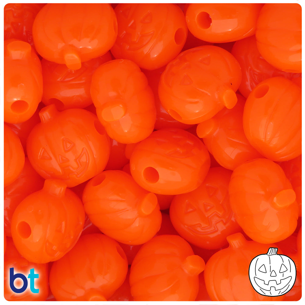 Tangelo Neon Bright 20mm Jack O Lantern Pony Beads (8pcs)