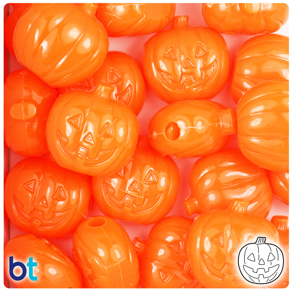 Tangelo Neon Bright 20mm Jack O Lantern Pony Beads (24pcs)