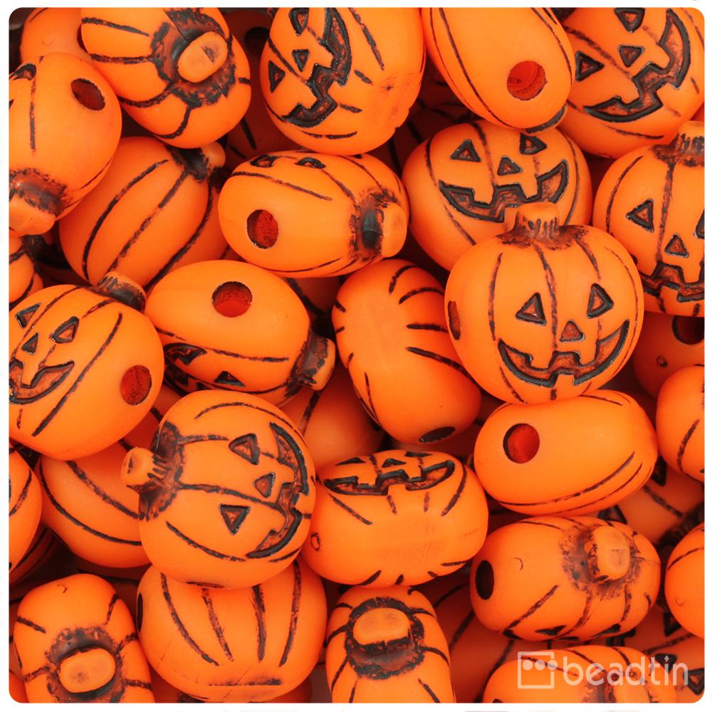 Tangelo Antique 20mm Jack O Lantern Pony Beads (8pcs)