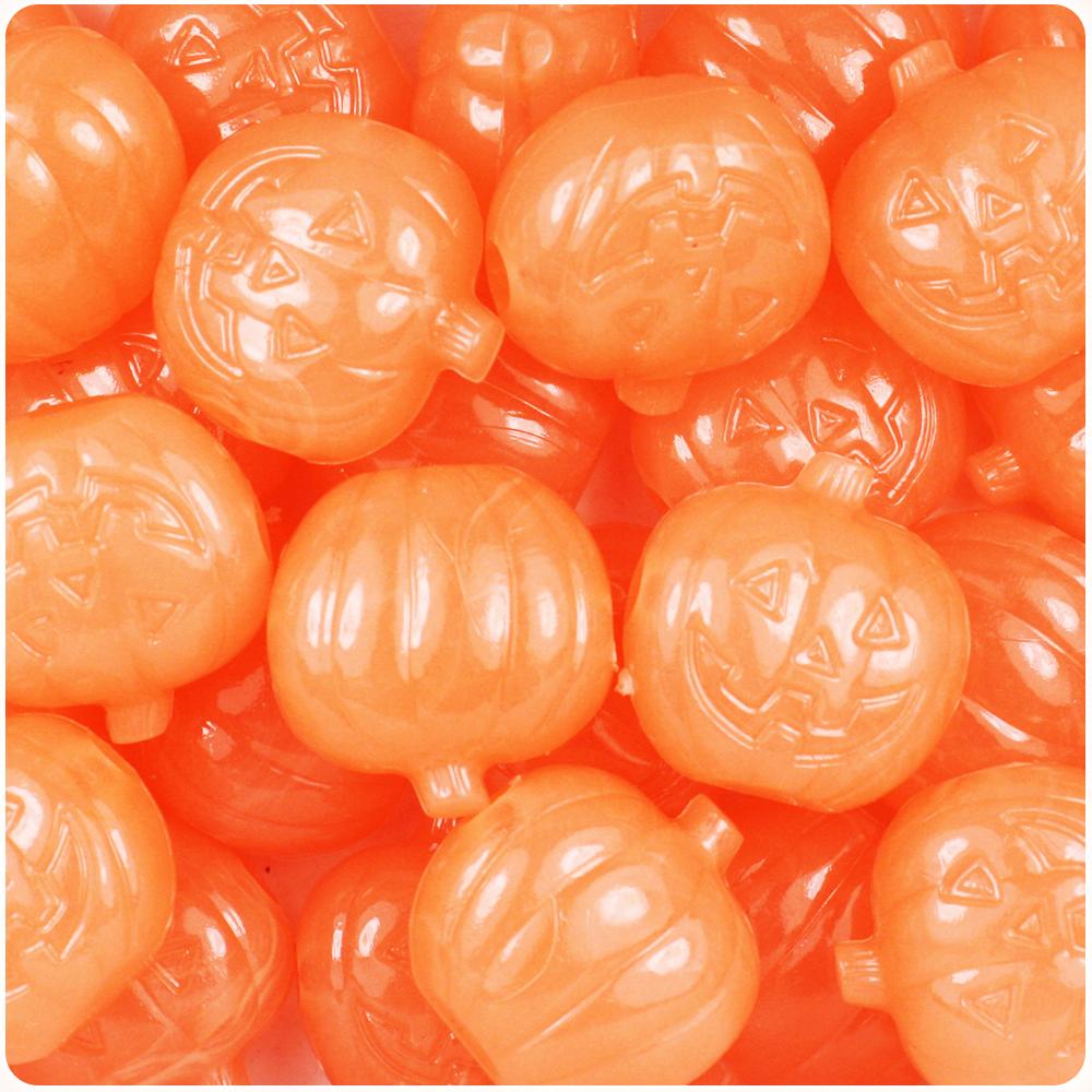 Orange Glow 20mm Jack O Lantern Pony Beads (8pcs)
