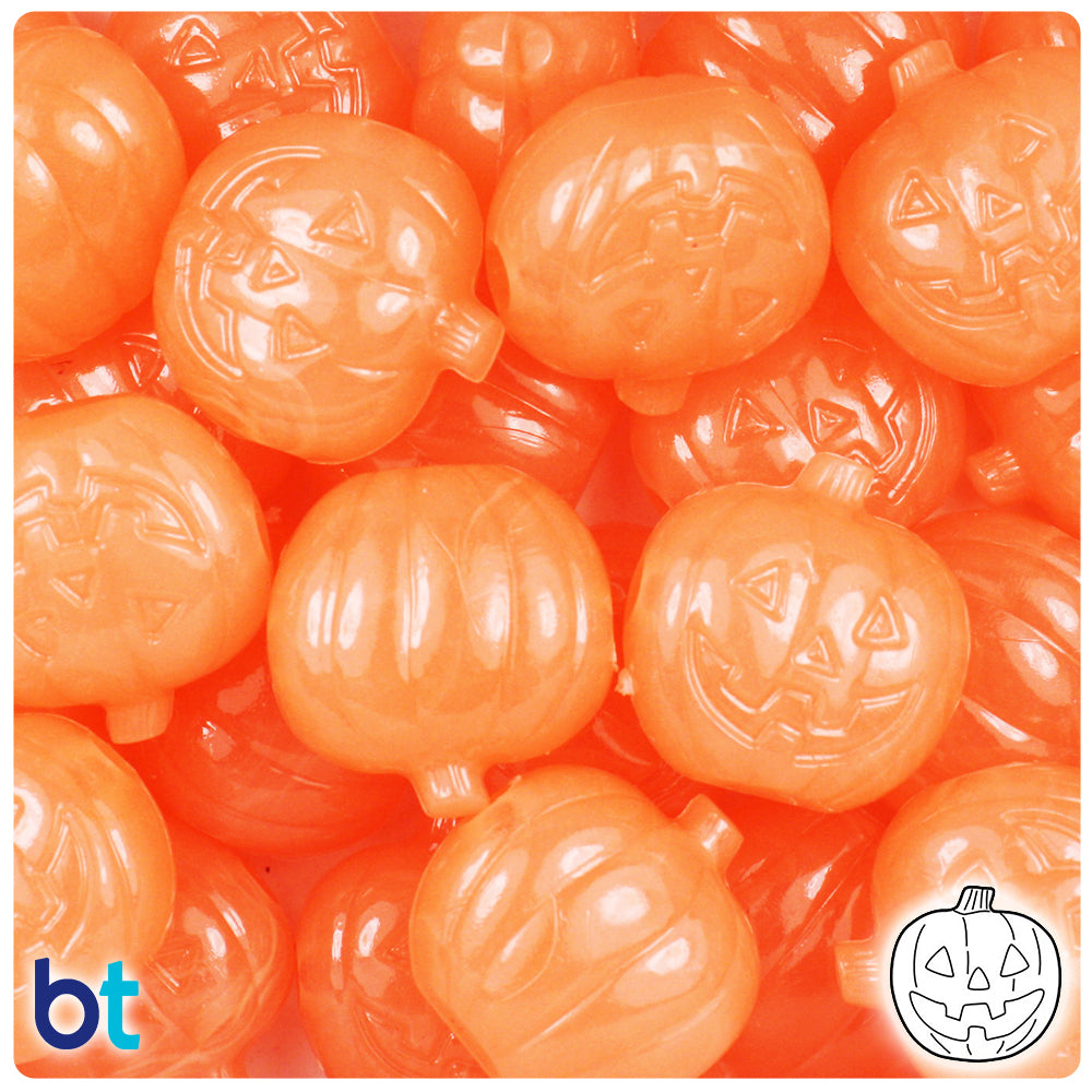 Orange Glow 20mm Jack O Lantern Pony Beads (24pcs)