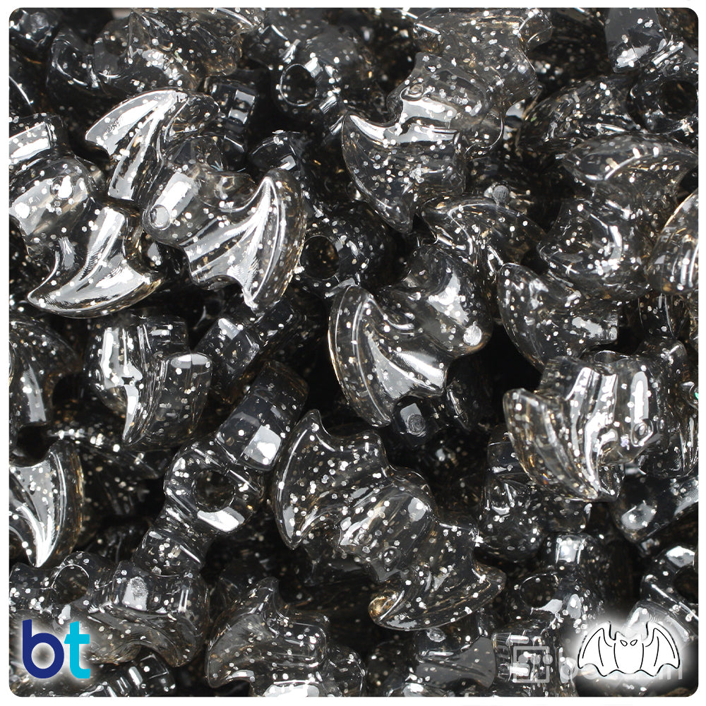 Jet Sparkle 25mm Bat Pony Beads (24pcs)