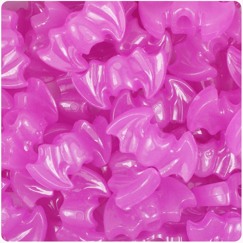 Purple Glow 25mm Bat Pony Beads (8pcs)