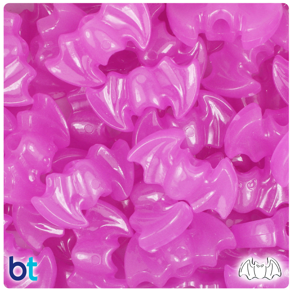 Purple Glow 25mm Bat Pony Beads (24pcs)