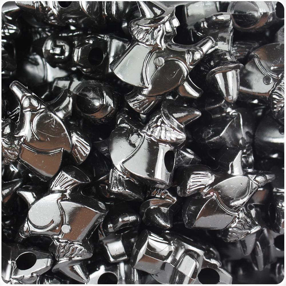 Black Opaque 24mm Witch Pony Beads (8pcs)